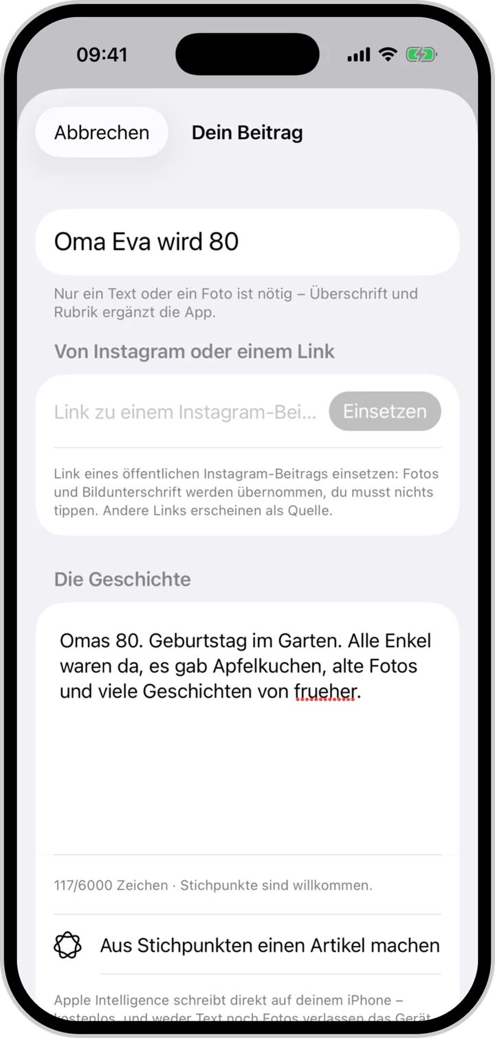 Beitrag schreiben in The Inner Press