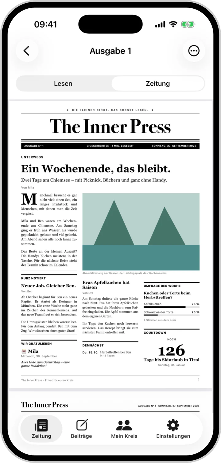 Die Ausgabe im Zeitungssatz