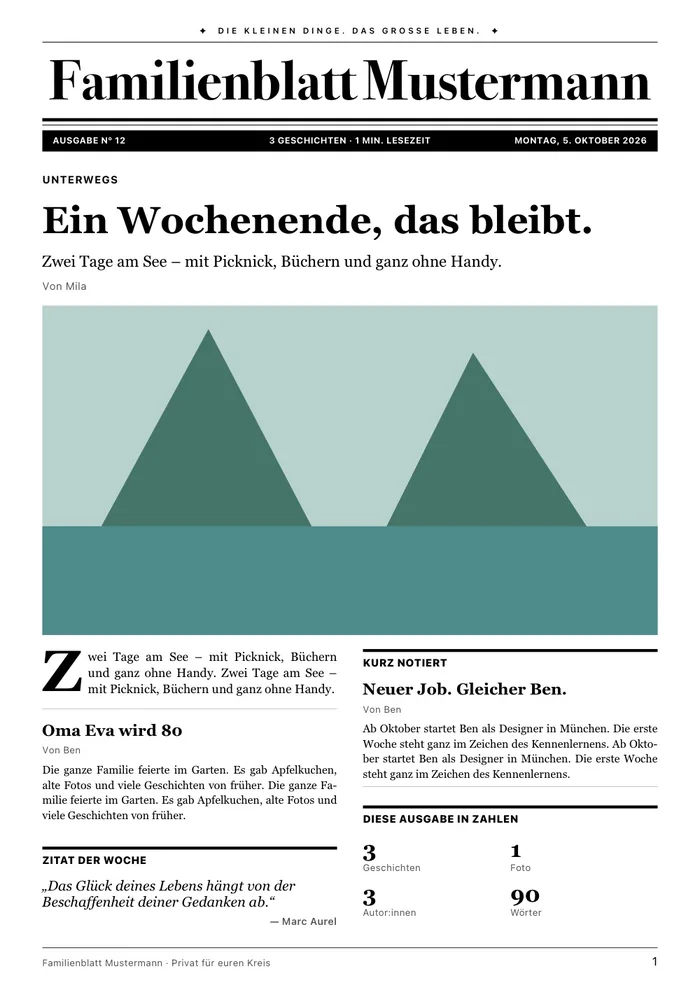 Titelseite im Stil Magazin