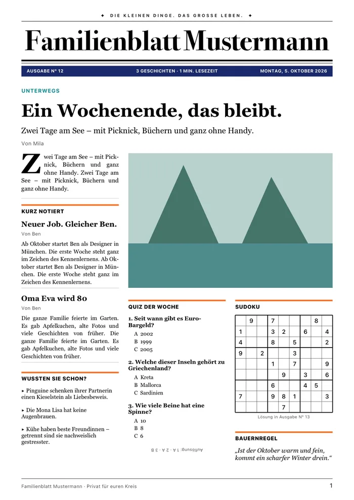 Titelseite im Stil Pop